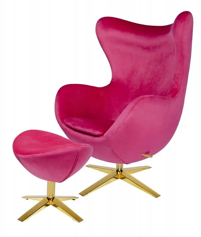 Modern Velvet Swivel Egg Chair with Footstool for Dining PU Leather for Restaurant and Home Living Room Furniture