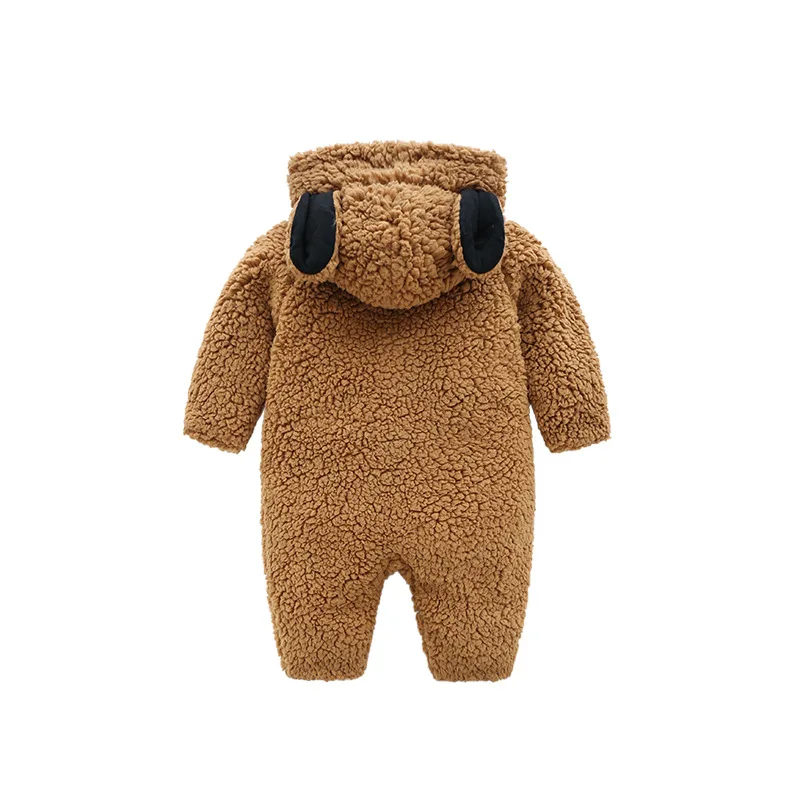 Зимний милый медведь для маленьких мальчиков коричневый комбинезон костюмы плотная 2019 младенческой ползунки