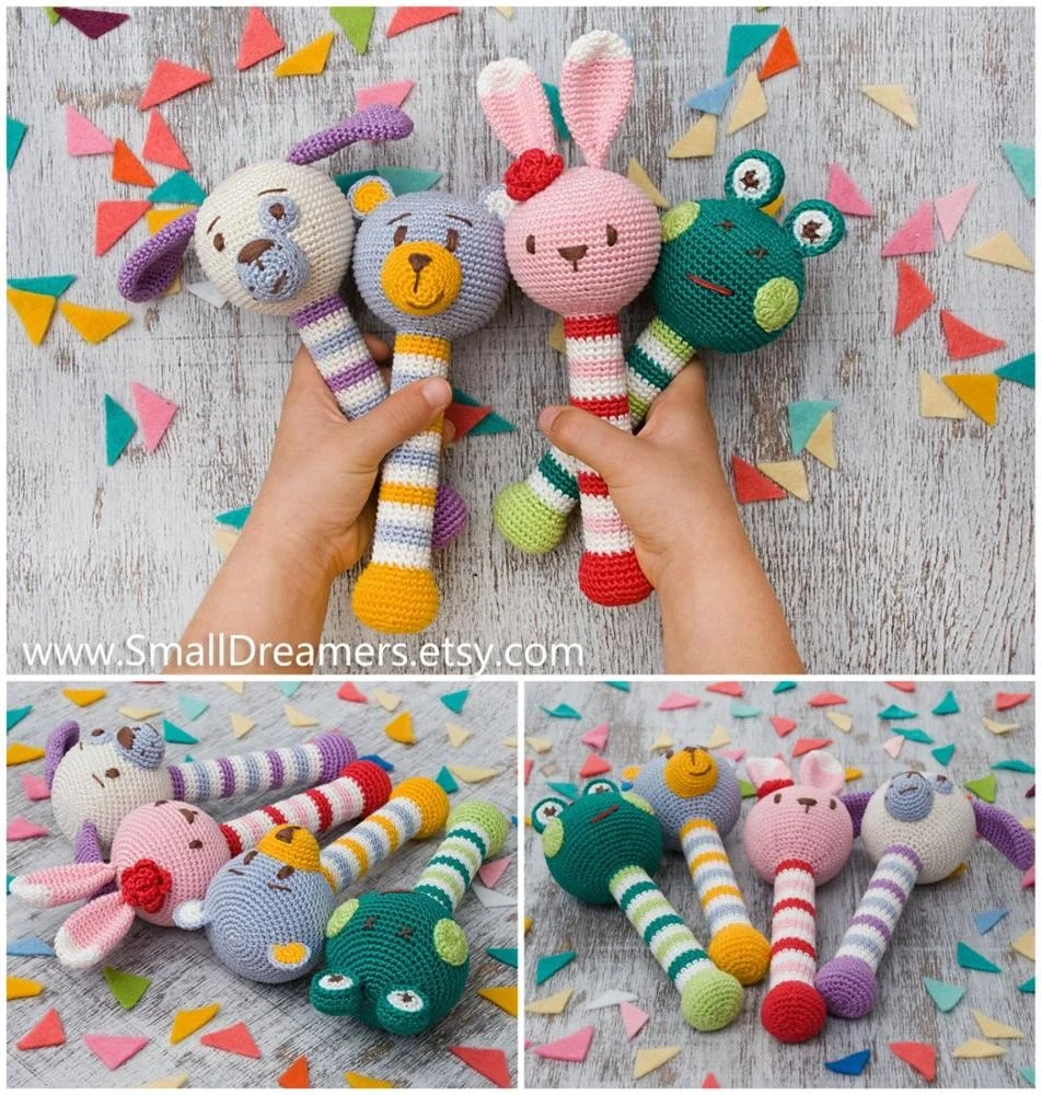 Вязаные крючком погремушки ручной работы детские амигуруми Жираф панда Животные Мягкие вязаные