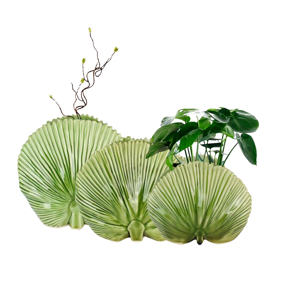 Flower Vase Home Decor Leaf Shaped Ceramic Modern Tabletop Vase CLASSIC Opaque