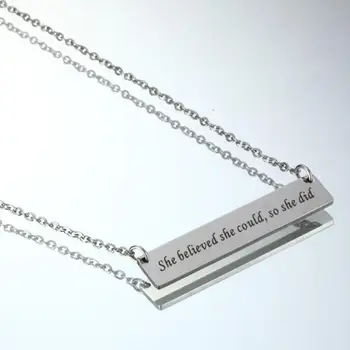 316L Stainless Steel Jewelry Inspirational in Silver Jewelry New Style She Believed She Could So She Did Necklace