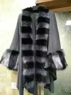 Новый большой размер рыхлый искусственный мех лисы воротник вязать кардиган шаль куртка