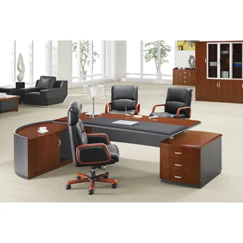 project classic office furniture high end wood veneer office executive desk with round side table for government and chairman