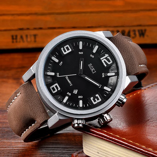Soki 4 In 1 Leather Hand Quartz Watch Set With Box (Blue) | Jumia Nigeria