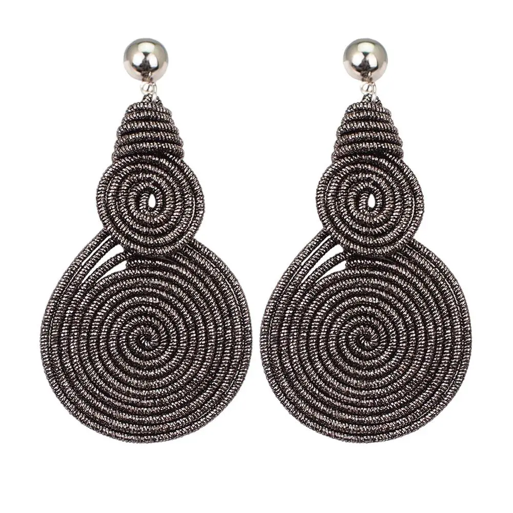 HANSIDON Unique Handmade Alloy Spiral Round Statement Earrings Woman Vintage Metal Drop Dangle Earrings Fashion Jewelry