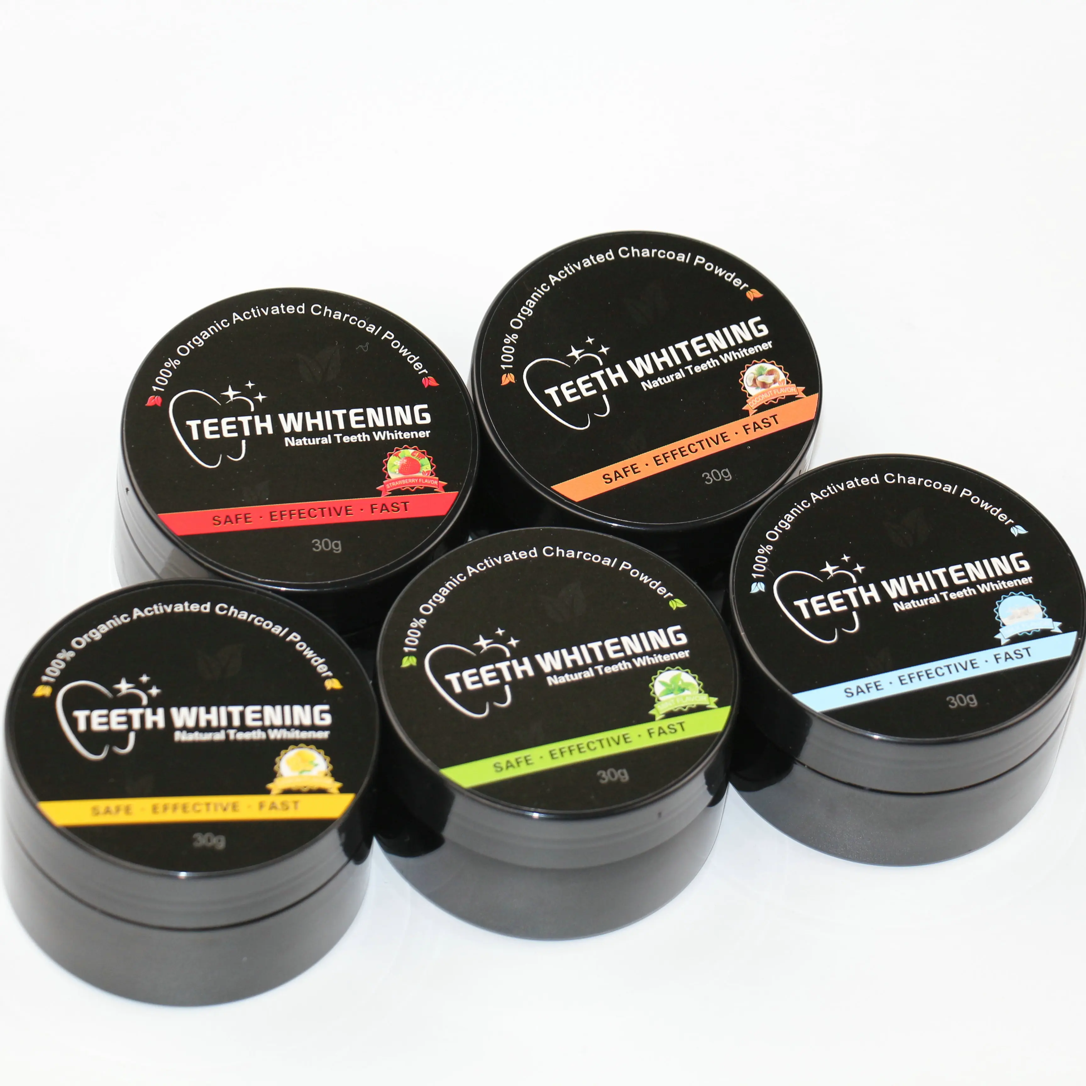 oem fruit-flavored teeth whitening charcoal powder activated
