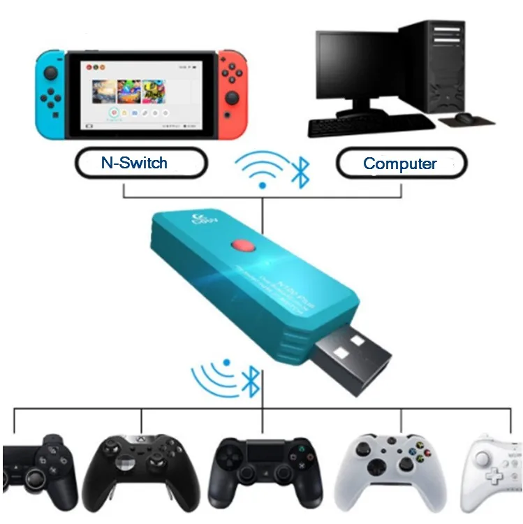 适用于nintendo Switch Xbox One S Ps4 X1 Wiiu 360 控制器接收器的coov N100 Plus双bt无线适配器 Buy 用于nintendo Switch的双无线接收器 用于ps4 的无线适配器 用于xbox的无线适配器