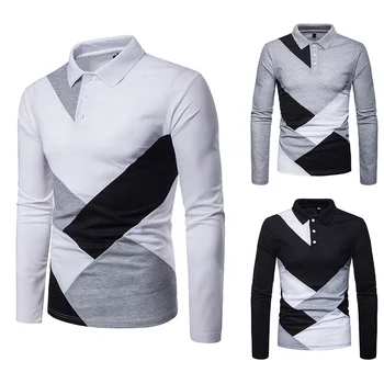 New Plain Muscle Top Designer Tshirt Color Combination Style Men'S Polo Shirt Long Sleeve