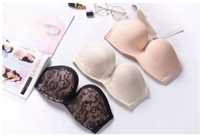sexy invisible strapless cleavage lace bras