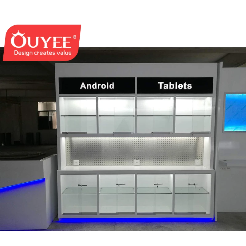 Customized Luxury Style Modern Wooden Mobile Phone Shop Counter Design
