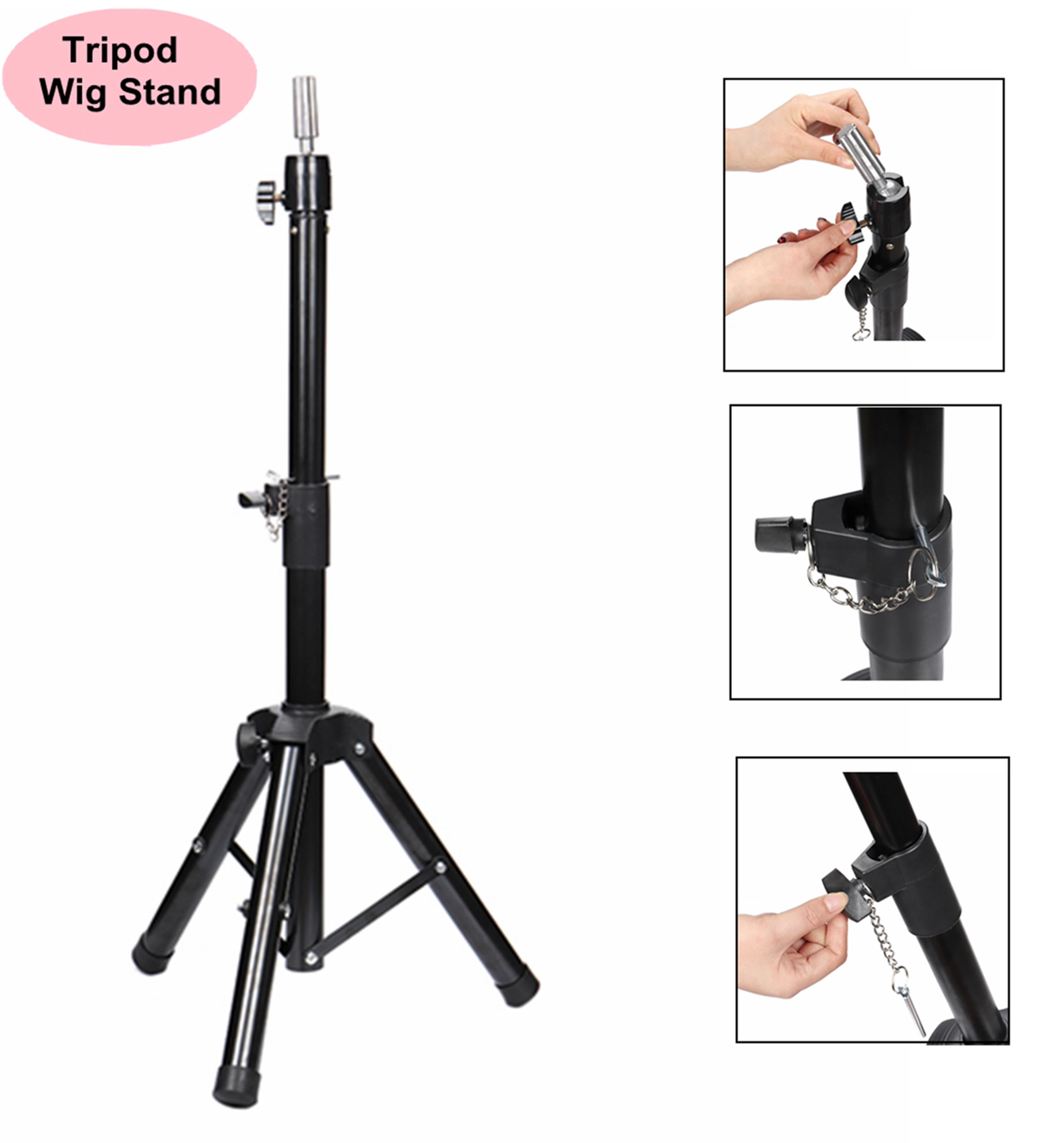 Buy Wig stand Tripod & Canvas Head, Mini Adjustable Table