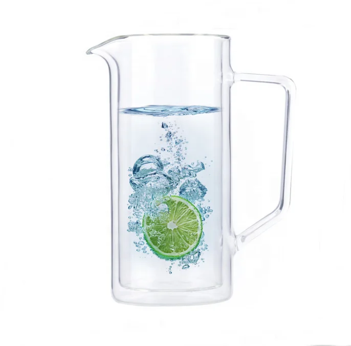 Wholesale High Quality Borosilicate Double Wall Glass Water Pitcher