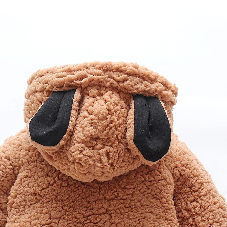 Зимний милый медведь для маленьких мальчиков коричневый комбинезон костюмы плотная 2019 младенческой ползунки