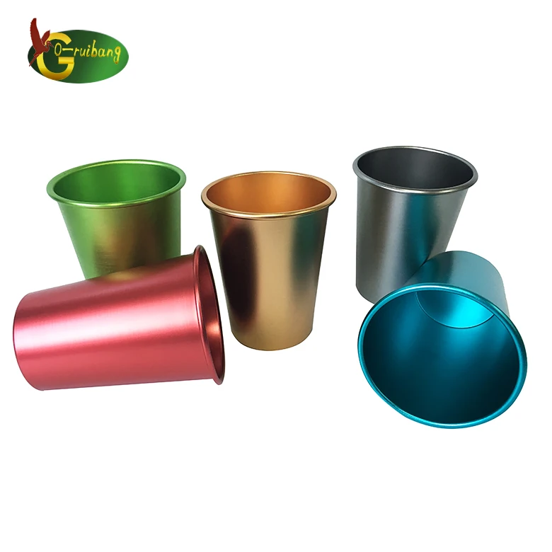 Anodized Aluminum Tumblers Drinking Glasses Vintage Metal Cups Multicolor 5  pcs