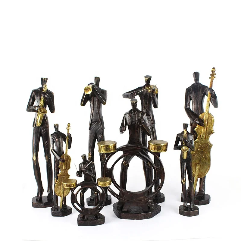 Resin Musicians Sculpture Statue Resin Figurine Decoration Orchestra Furnishings Abstract Character Man Home Decoration Folk Art