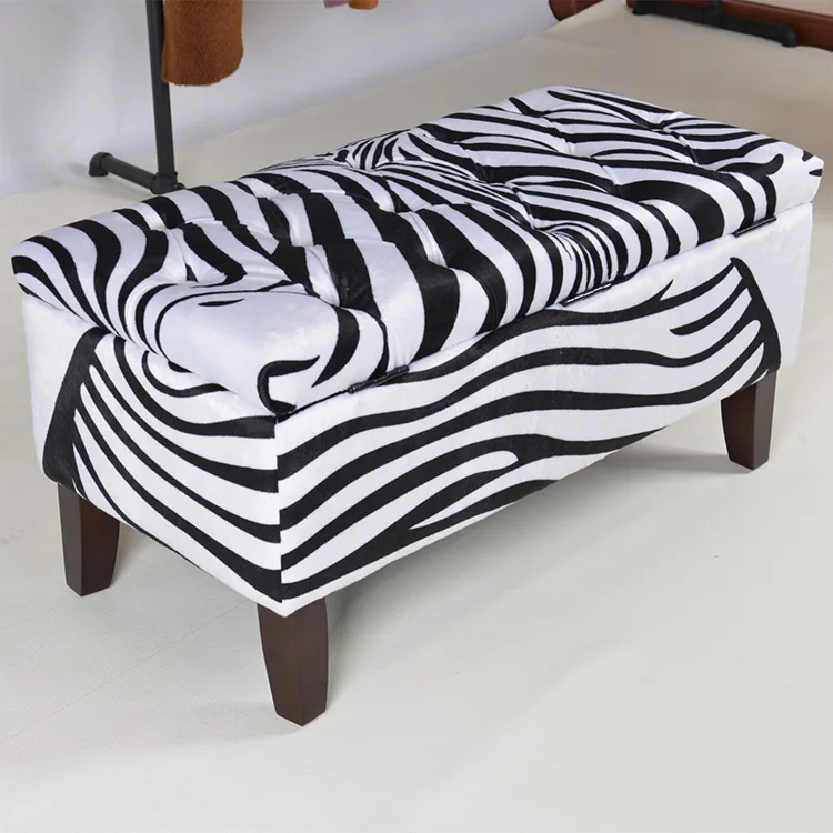 Faux Leather Rectangle Storage Ottoman with Padded Seat Storage Bench