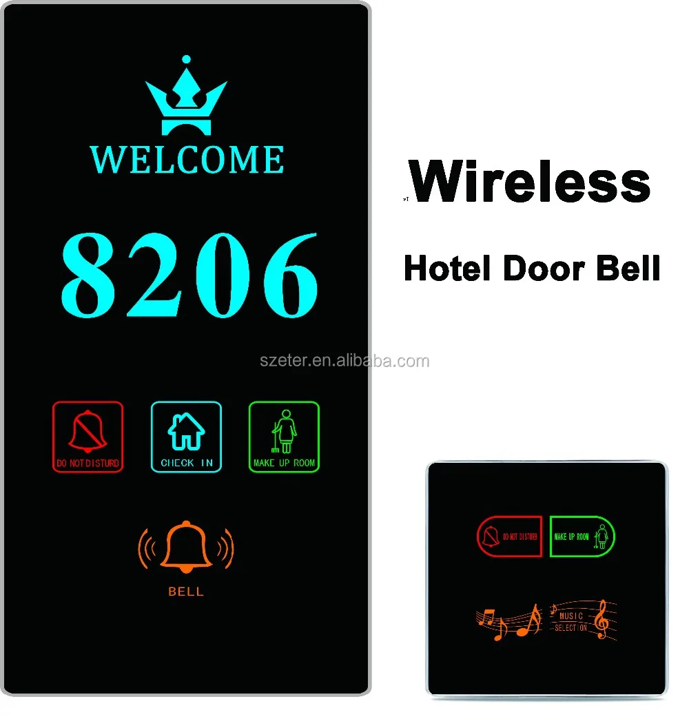 Touch Screen Digital Doorbell Plate with Do Not Disturb Function for Hotel & Apartment Use Plug Power Modern Design
