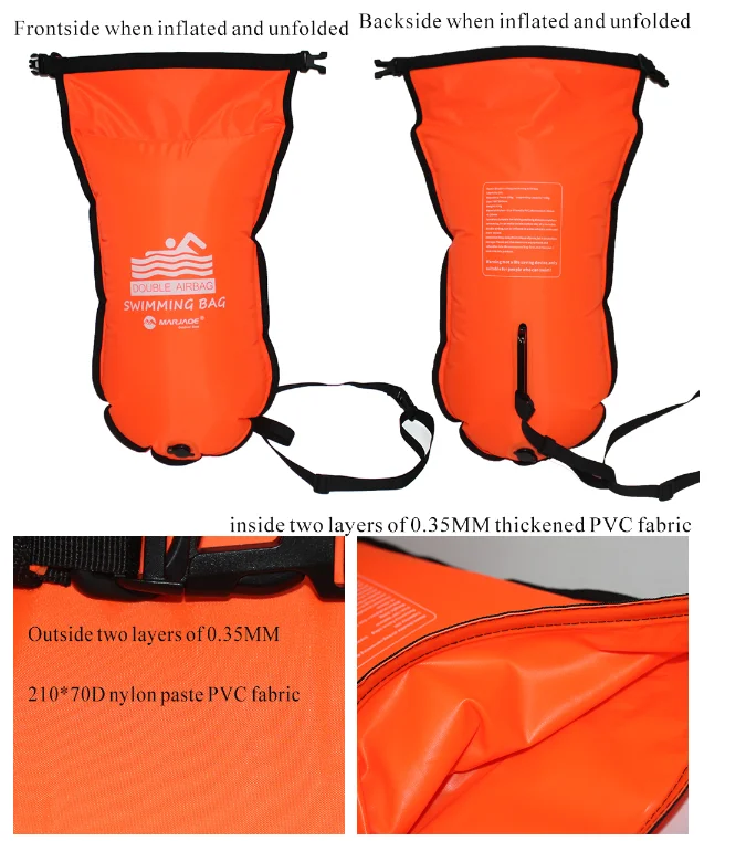 YF легкая Высококачественная Двойная подушка безопасности, водонепроницаемая надувная безопасная 210D нейлоновая ПВХ сумка-Буй для плавания, дайвинга, морского спорта