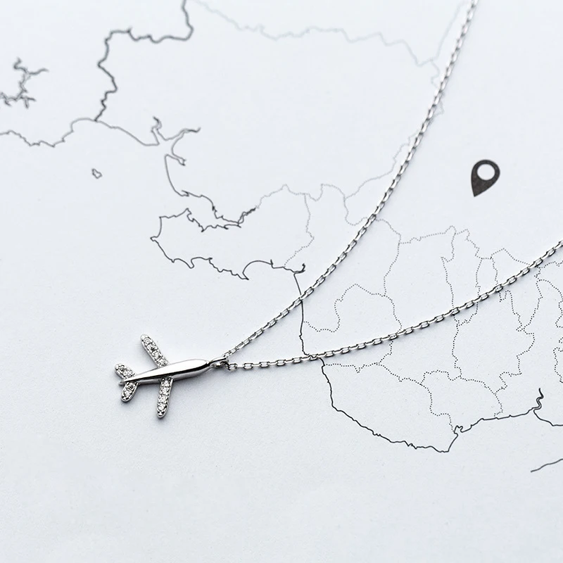 Wholesale Fashion New Design Lovely Airplane Necklace Jewelry 925 Silver  Necklace From m.