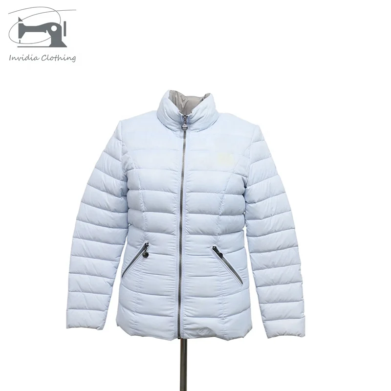 white lightweight down jacket