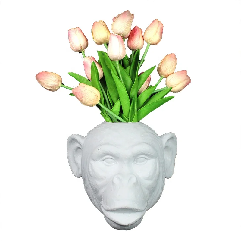 Resin 3D animal head rhinoceros head flower vase home decor