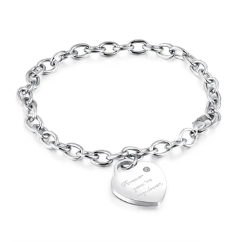 Online Wholesale Shop Heart Charm 925 Sterling Silver Chain 925 Bracelet