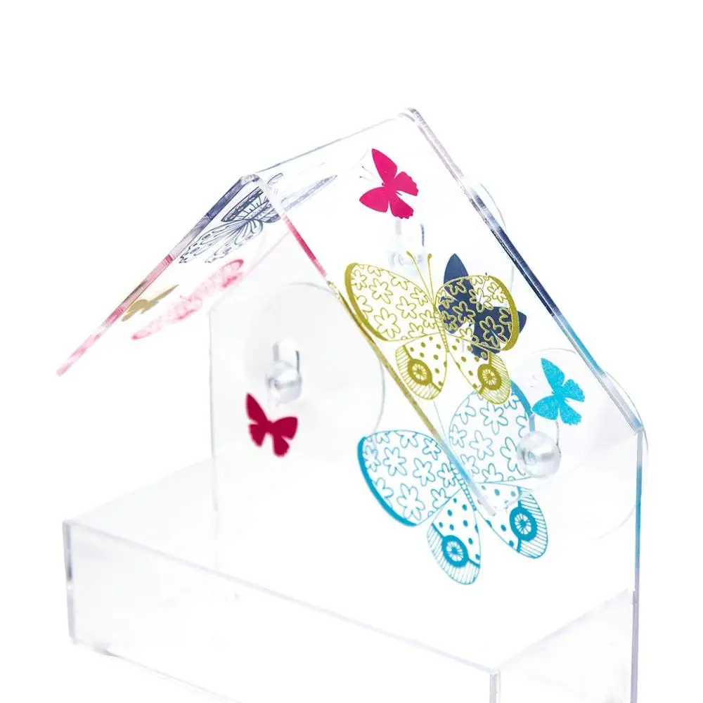 Кормушка для птиц на окно водонепроницаемая уличная садовая домашних животных с беличкой акриловая в форме бабочки