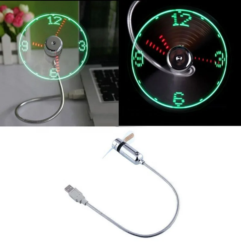 Портативный мини-USB-вентилятор с гибкой ножкой и дисплеем в режиме реального