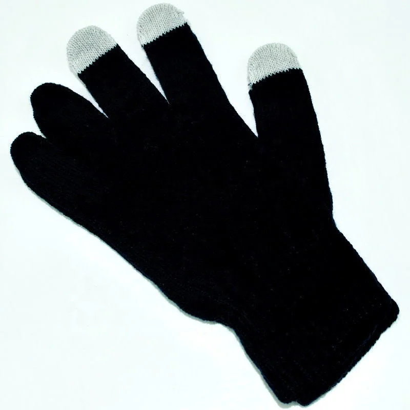Дешевые акриловые детские трикотажные перчатки на заказ с 3 пальцами и сенсорным