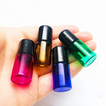 Mini free sample perfume 1ml 2ml 3ml small essential oil glass roller bottle with black plastic cap