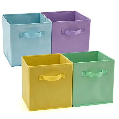 Foldable Square Canvas Storage Collapsible Folding Box Toy Fabric Basket Z4H3 