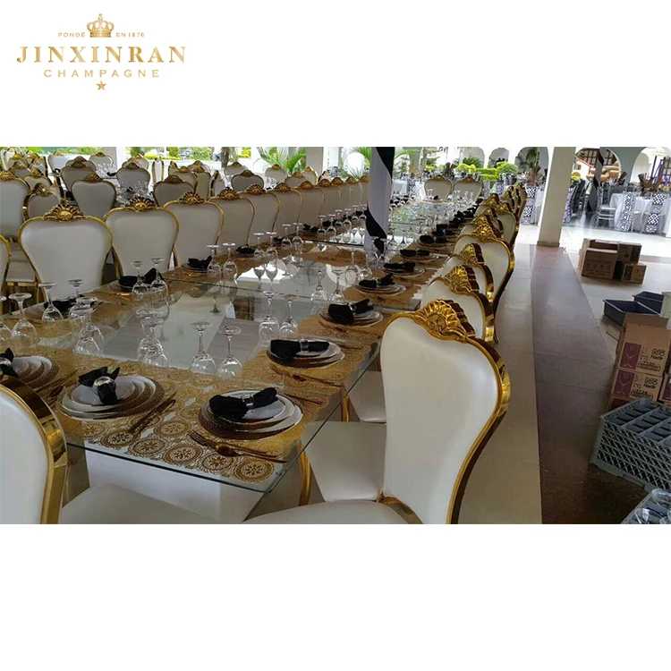 Hotel Banquet Wedding Table Modern Luxury Stainless Steel Gold Frame Mirror Top Wedding Table for Event
