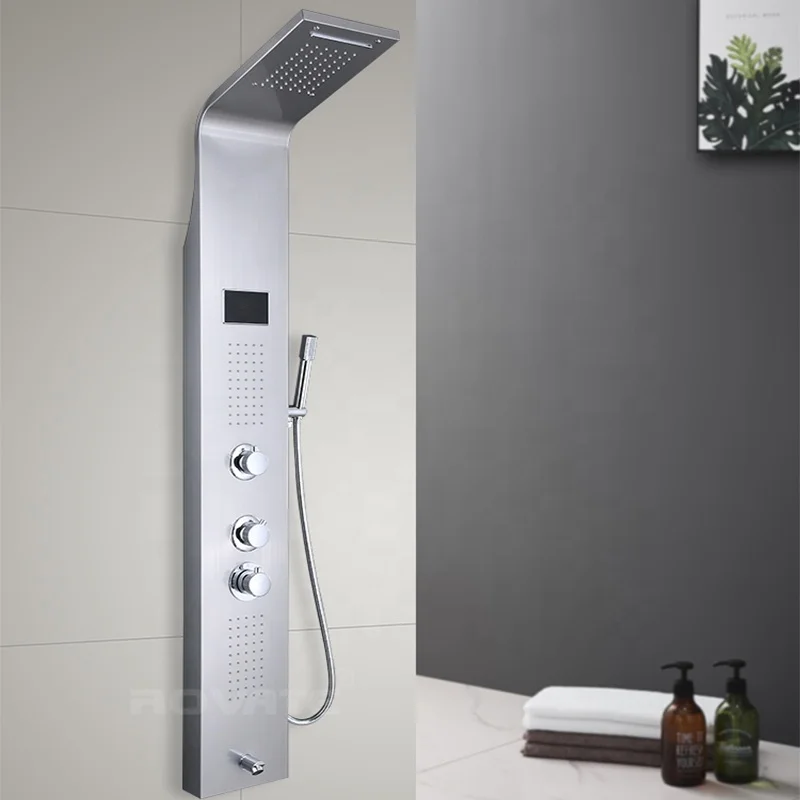 Rovate Modern Bathroom Massage Shower Waterfall Shower Panel Stainless
