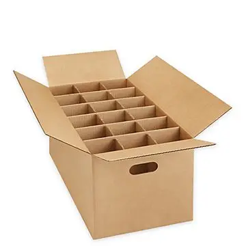 Custom Printing Export 24 Pack Glass Bottle Beer Shipping Corrugated Carton Wine Box Master Paper Boxes  with Divider