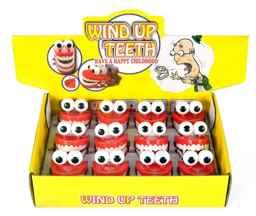 
 12 упаковок, заводные общающие зубы с глазами, игрушка для Хэллоуина, подарки для детей (один дюжина-6 вампиров + 6 обычных)  