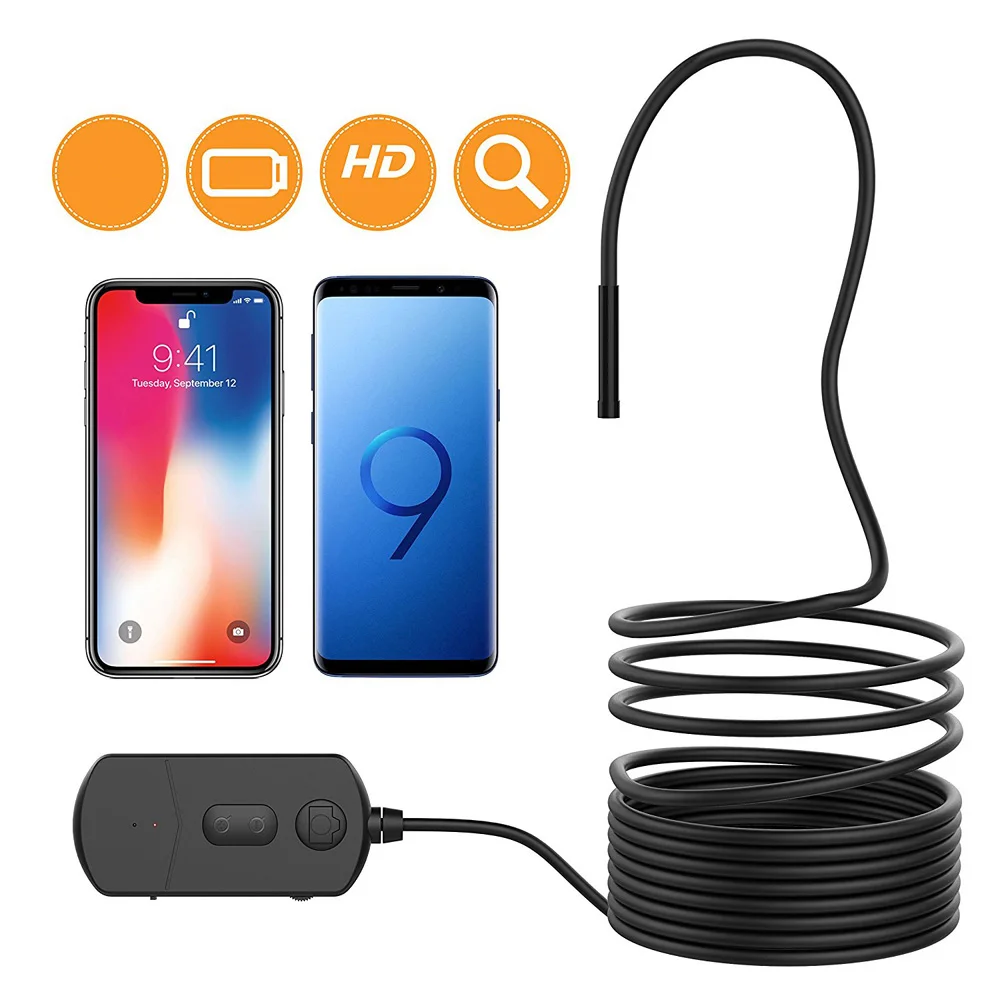 DEPSTECH Wireless Endoscope Super Long 6H Working Time 5.5mm Ultra-Thin HD Borescope Zoomable Snake Inspection Camera Working with Android & iOS Smart Phone & Tablet
