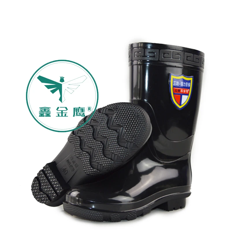 Черные черные монохромные ботинки для добычи воды оптом, рабочие ботинки из ПВХ, ботинки для дождя, защита труда, мужские резиновые ботинки для дождя
