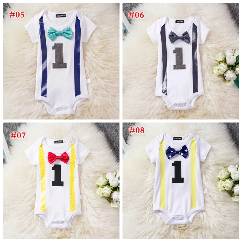 1St ко дню рождения для маленьких мальчиков украшения комбинезон для маленького мальчика наряд для вечеринок эксклюзивная одежда для малышей хлопковый комбинезон для маленьких мальчиков, боди