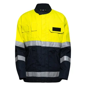 Custom Industrial New Design Twill Cotton Poly High Visibility Reflective Hi Vis Mens Work Jacket