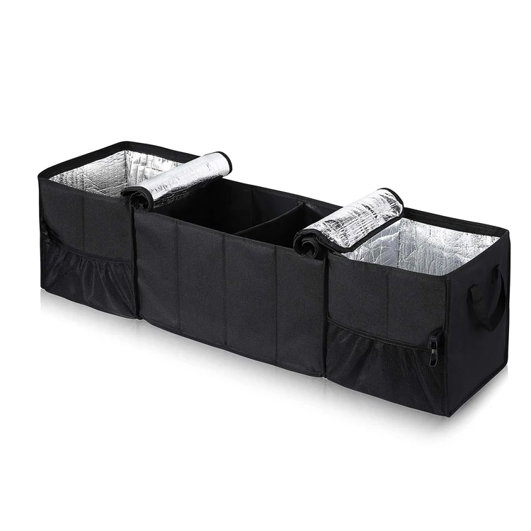 Doble Rueda dise/ño Bins Cubo de almacenamiento Compras Tronco Organizador for el coche Organizador del tronco de coche for el almacenamiento de la familia Via Almacenamiento plegable durable caja