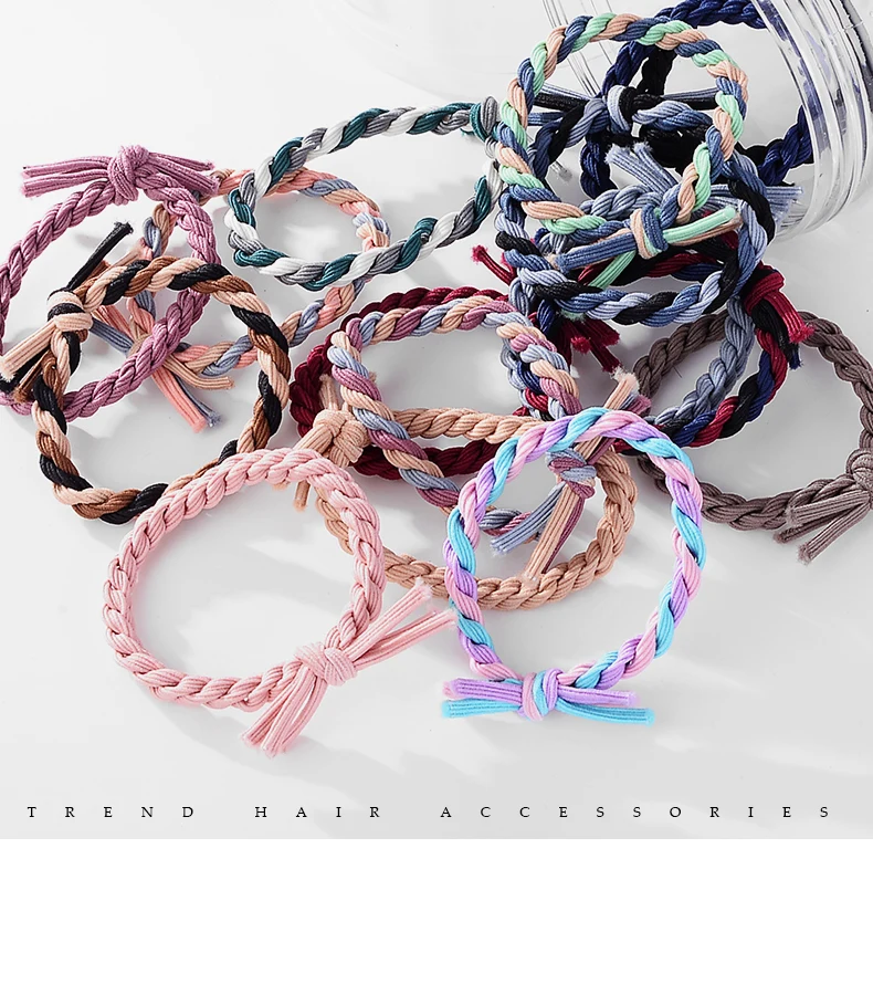 Заводская поставка элегантная прочная плетеная эластичная лента для волос с завязанным бантом