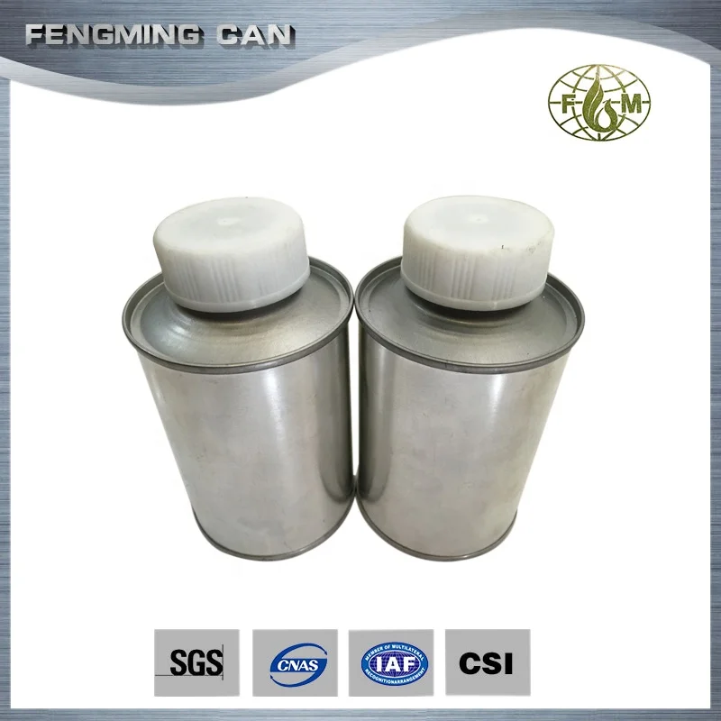 250ml Empty Metal Glue Bottle Plastic Lid Brush  Container for Seal Solvent Packaging