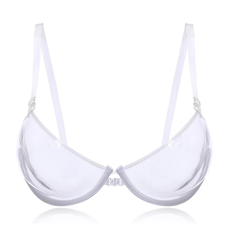 Transparent Plastic 3/4 Cup Clear Strap Invisible Bra Women\'s graceful  Underwear-Transparent