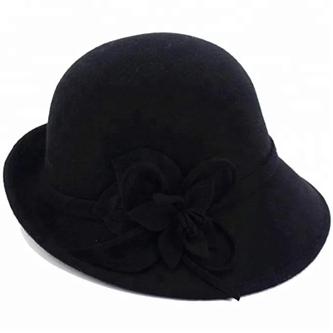Vintage Felt Cloche Bucket Bowler Hat - Winter Women display picture 3