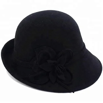 Vintage Felt Cloche Bucket Bowler Hat - Winter Women display picture 1