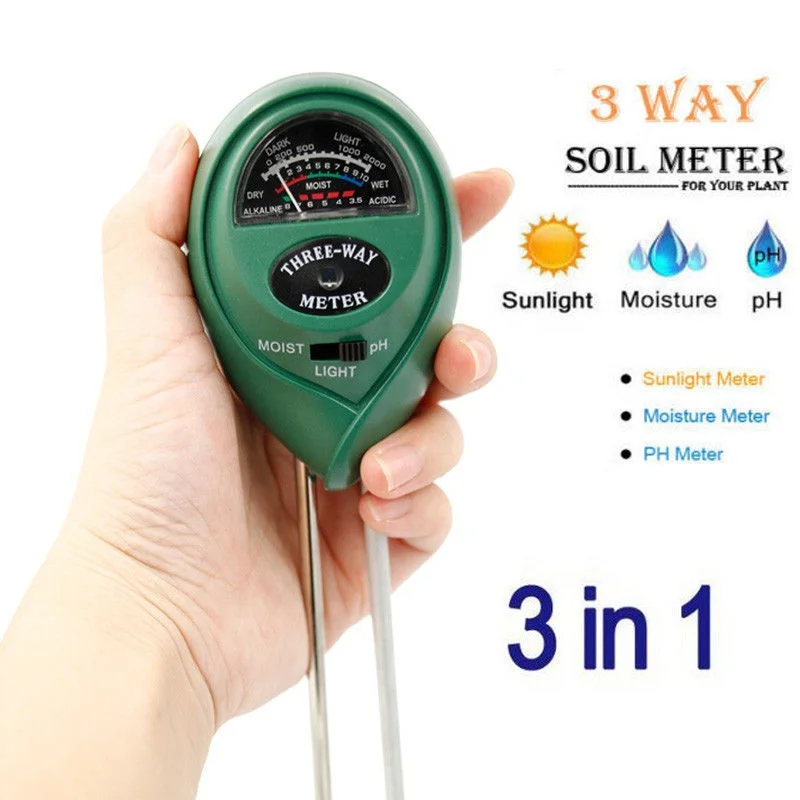 3-in-1 Soil pH and Moisture Light Intensity Meter Plant Tester for Plants Growth 