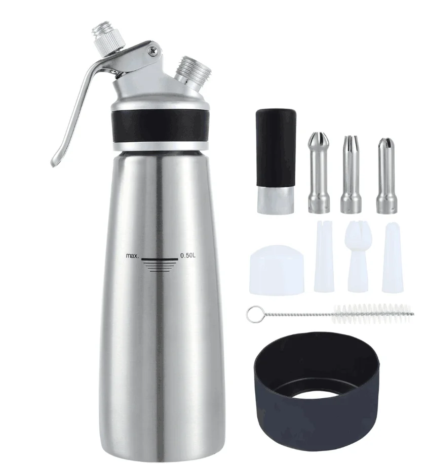 250ml アルミ製クリームディスペンサー シルバー/レッド/グリーン