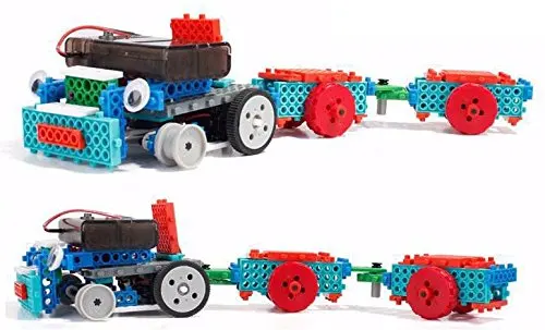 RC Robot Kit for Kids - 4-in-1 Vehicle Building Toy, STEM Kit Includes Excavator, Motorcycle, Truck, and Trailer