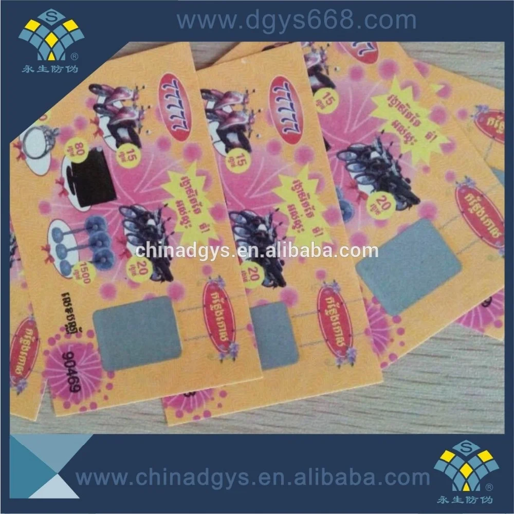 Индивидуальный логотип и узор бумажная лотерея для подарков игровых лотерейных