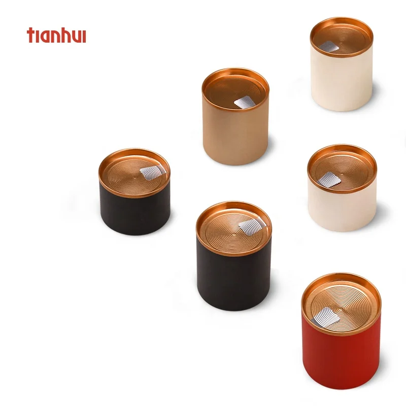 Tianhui Small Easy Peel Off Lid Paper Canister Packaging Tea Box 20g 30g 40g Matcha Spice Tins